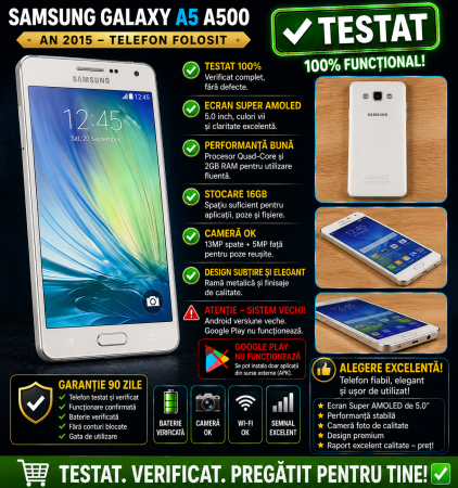 Telefoane Samsung - Telefon mobil Samsung Galaxy A5 A500 an 2015 folosit