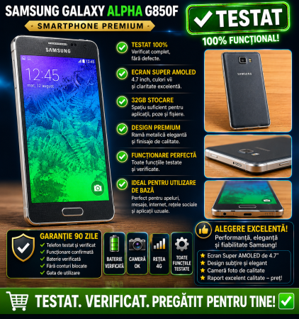 Telefoane Samsung - Telefon mobil Samsung GalaxyAlpha G850F utilizat