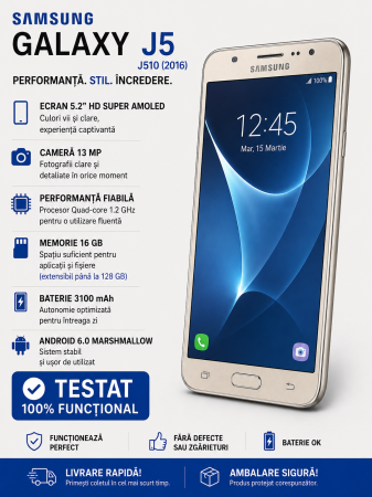 Telefoane Realme - Telefon mobil Samsung Galaxy J5 J510 2016 Folosit Stare buna