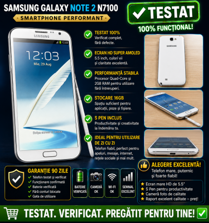 Telefoane Samsung - Telefon mobil Samsung Note 2 N7100 utilizat