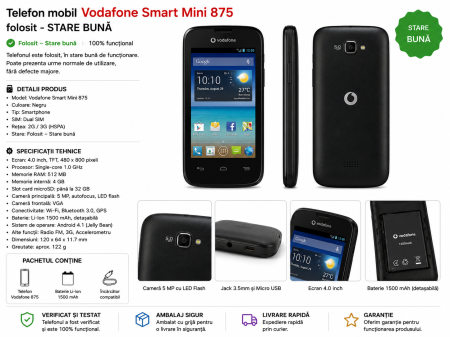 Telefoane Alcatel - Telefon mobil Vodafone Smart Mini 875 folosit