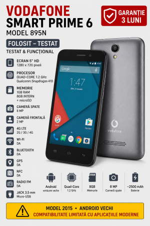 Telefoane Alcatel - Telefon mobil Vodafone Smart Prime 6 895N 4G 8GB – Folosit – Garanție