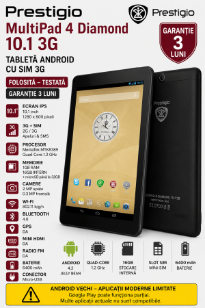 Tablete - Tabletă Prestigio MultiPad 4 Diamond 10.1 3G 16GB – Folosită – Garanție