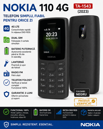 Telefoane Nokia - Telefon Nokia 110 4G TA-1543 (2023) Folosit
