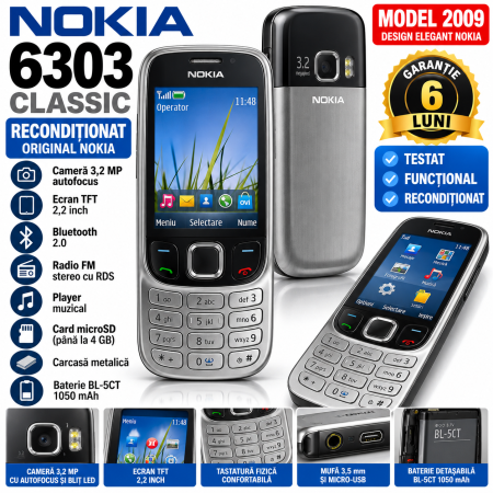 Telefoane mobile - Telefon Nokia 6303 classic reconditionat