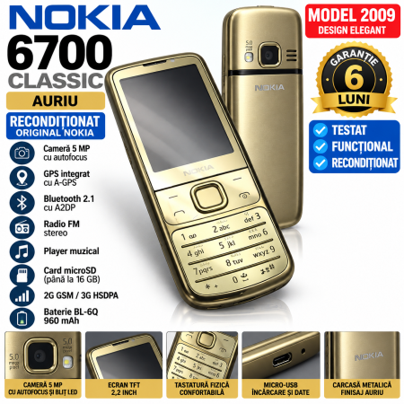 Telefoane Nokia - Telefon Nokia 6700 classic auriu reconditionat