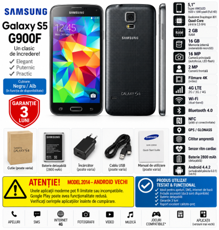 Telefoane Samsung - Telefon mobil Samsung Galaxy S5 G900F folosit