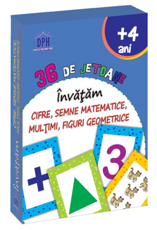 Invatarea numerelor - 36 DE JETOANE - INVATAM - CIFRE, SEMNE MATEMATICE, MULTIMI, FIGURI GEOMETRICE
