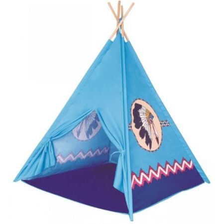 Joc activ - Cort Teepee Albastru cu Imprimeu Indian - Bino Mertens