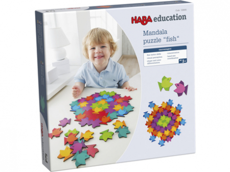 Inteligenta kinestezica - Puzzle mandala din lemn - Fish