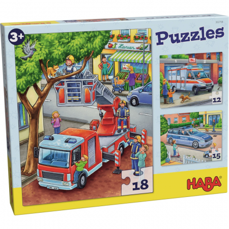 Set 3 puzzle-uri - Masina de pompieri, de politie, ambulanta [0]
