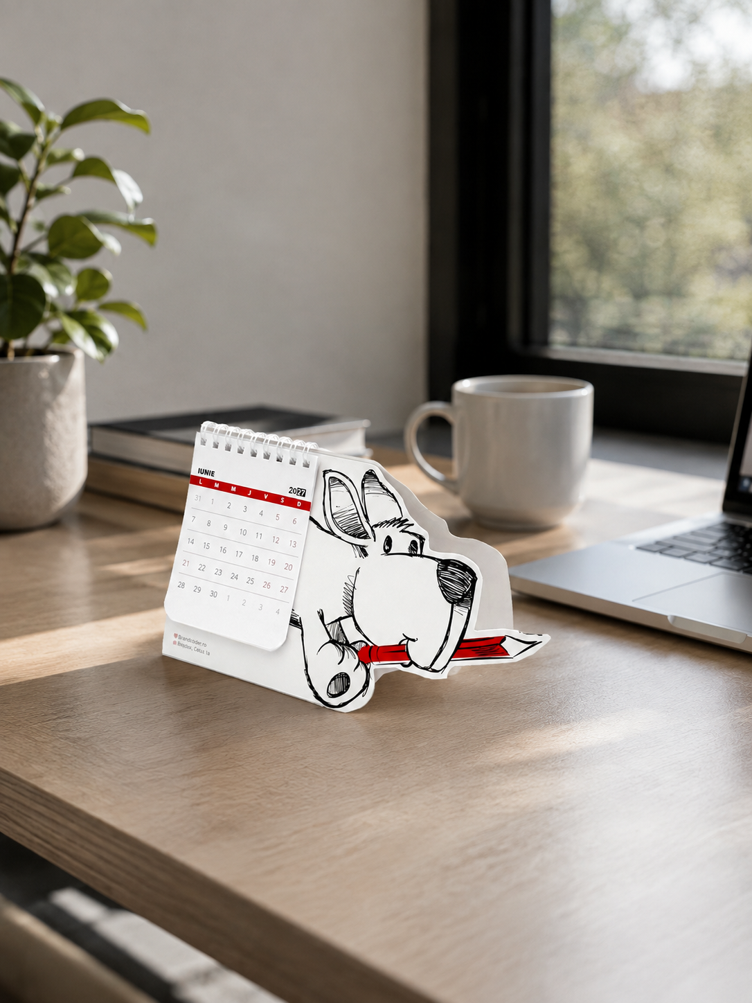 Calendar de birou stantat personalizat Brand Office - exemplu de forma speciala