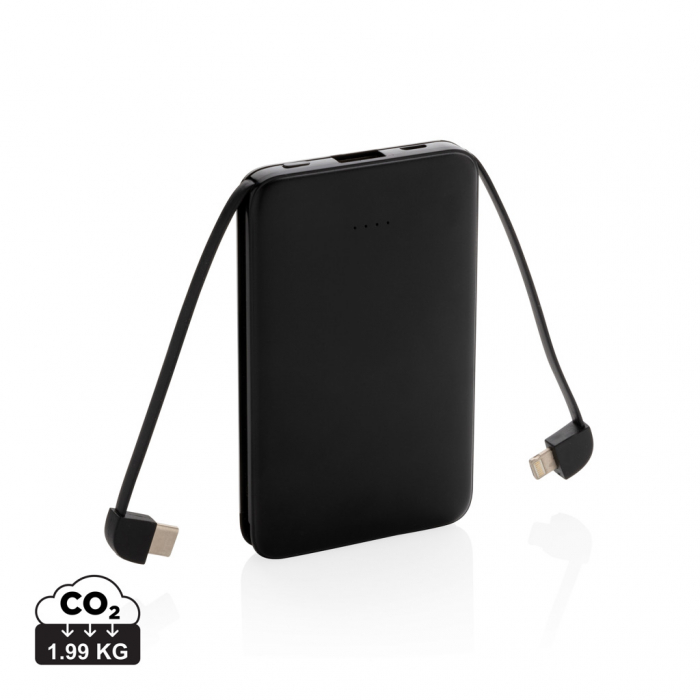 Powerbank 5.000 mAh de buzunar cu cabluri integrate, ABS [1]