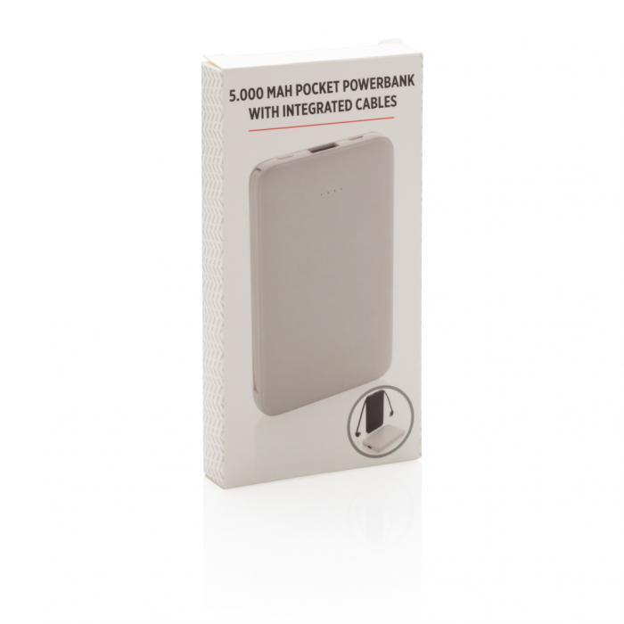 Powerbank 5.000 mAh de buzunar cu cabluri integrate, ABS [11]