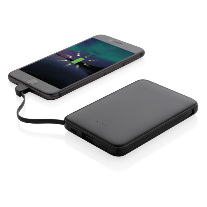 Powerbank 5.000 mAh de buzunar cu cabluri integrate, ABS [3]