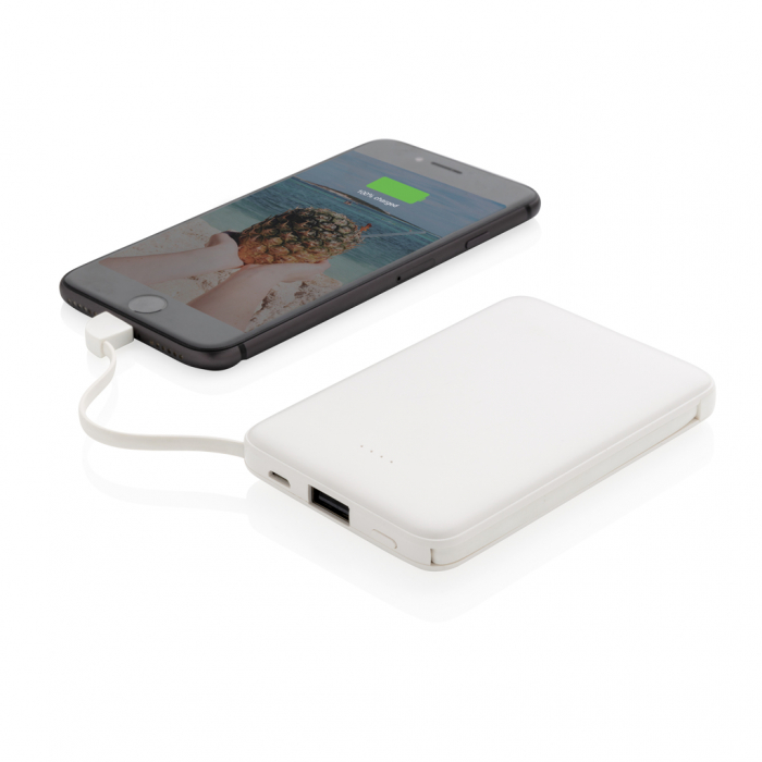Powerbank 5.000 mAh de buzunar cu cabluri integrate, ABS [3]