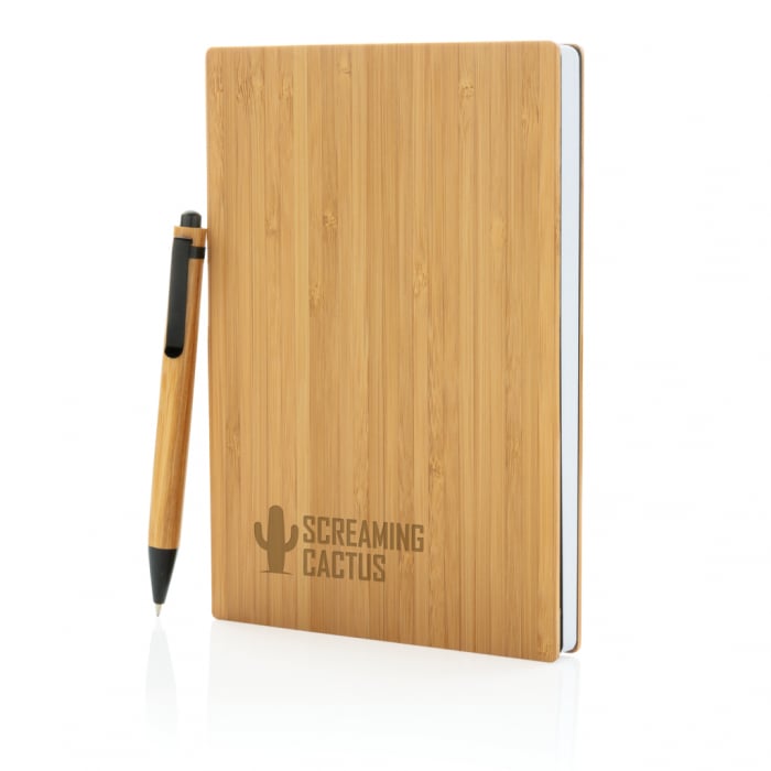 Set carnet A5 cu pix din bambus – 180 pagini, coperta tare, eco-friendly [6]