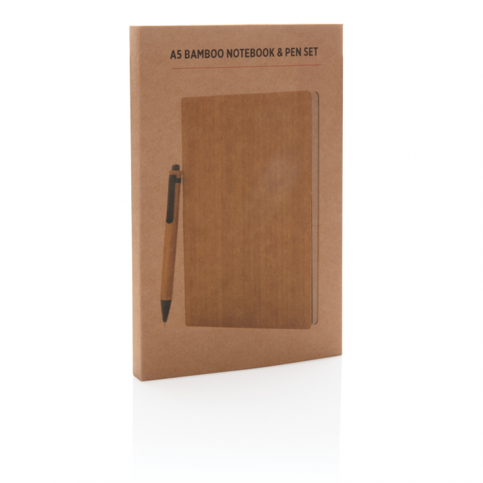 Set carnet A5 cu pix din bambus – 180 pagini, coperta tare, eco-friendly [9]