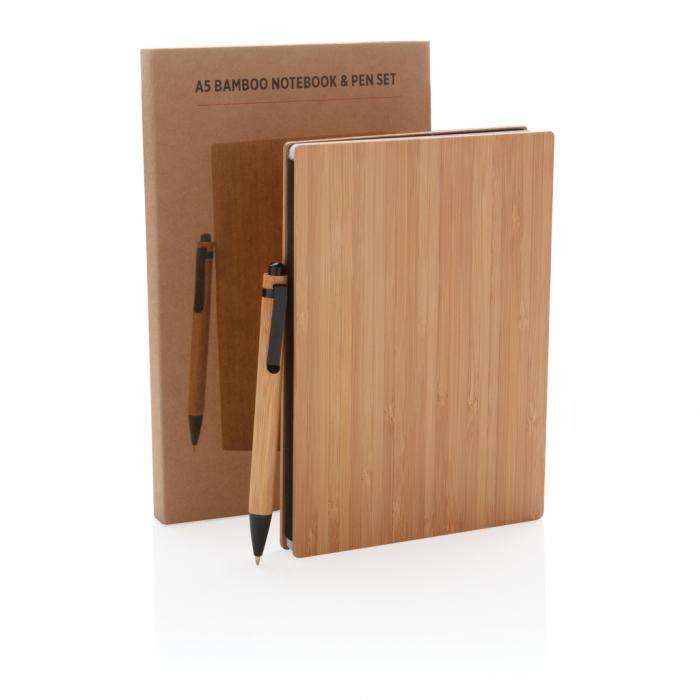 Set carnet A5 cu pix din bambus – 180 pagini, coperta tare, eco-friendly [8]