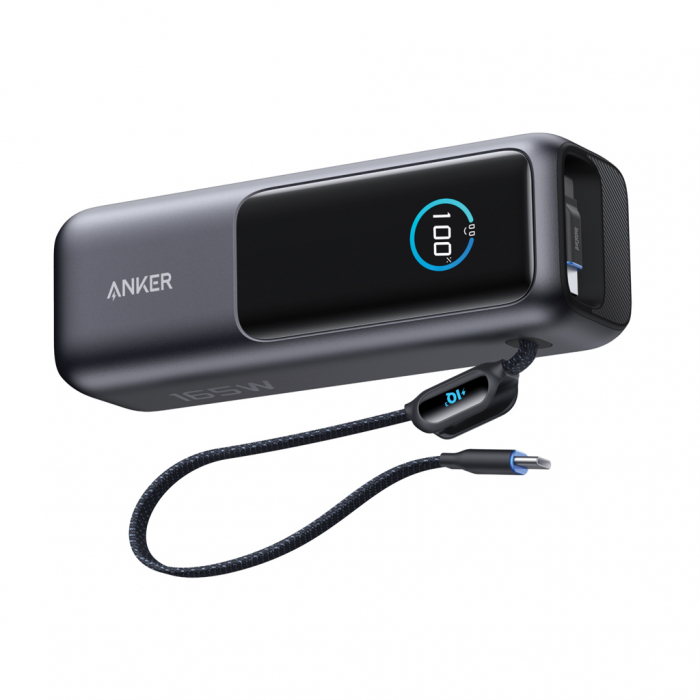 Baterie externa Anker 25.000 mAh, 165W, cabluri USB-C integrate si retractabile [3]