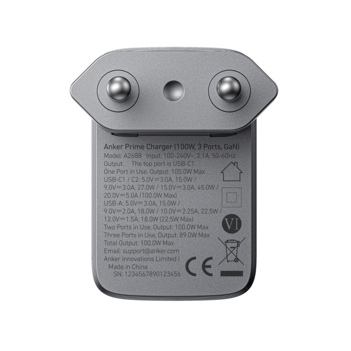 Incarcator Anker Prime GaN 100W, 3 porturi, 2 x USB-C si USB-A [4]