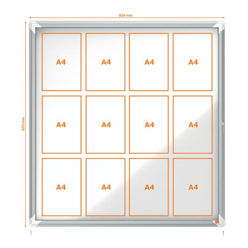 Avizier NOBO Premium Plus, exterior, otel emailat, 12x A4, usa, magnetic, alb [4]