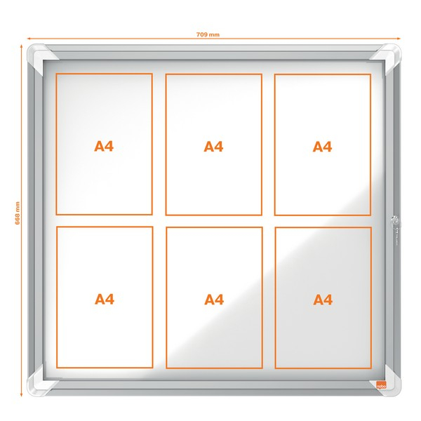 Avizier NOBO Premium Plus, exterior, otel emailat, 6x A4, cu usa si cheie, magnetic [3]