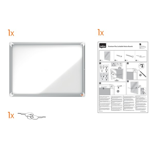 Avizier NOBO Premium Plus, exterior, otel emailat, 9x A4, cu usa si cheie, magnetic [5]