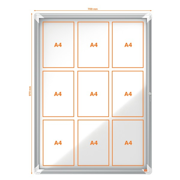 Avizier NOBO Premium Plus, exterior, otel emailat, 9x A4, cu usa si cheie, magnetic [3]