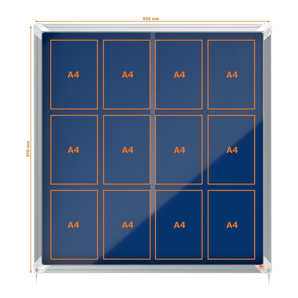 Avizier NOBO Premium Plus, interior, material textil, 12x A4, geam glisant si cheie [3]