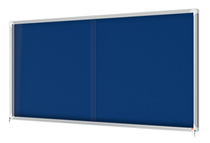 Avizier NOBO Premium Plus, interior, textil, 27x A4, geam glisant, albastru [1]