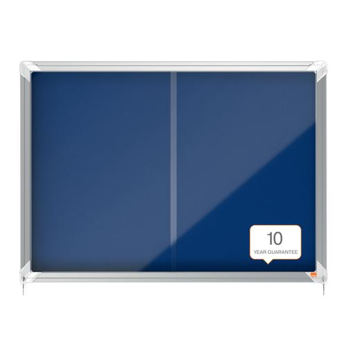 Avizier NOBO Premium Plus, interior, textil, 8x A4, geam glisant, albastru [2]