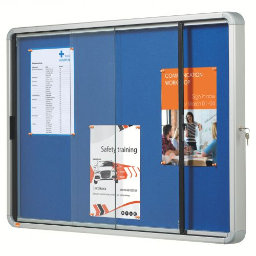 Avizier NOBO Premium Plus, interior, textil, 8x A4, geam glisant, albastru [3]