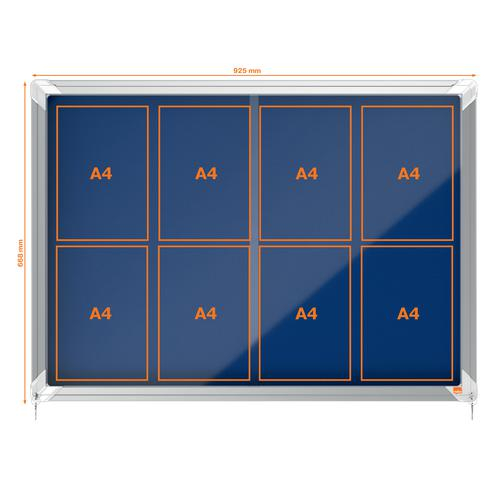 Avizier NOBO Premium Plus, interior, textil, 8x A4, geam glisant, albastru [4]