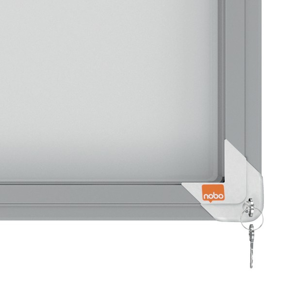 Avizier NOBO Premium Plus, interior, otel emailat, 12x A4, geam glisant si cheie, magnetic [2]
