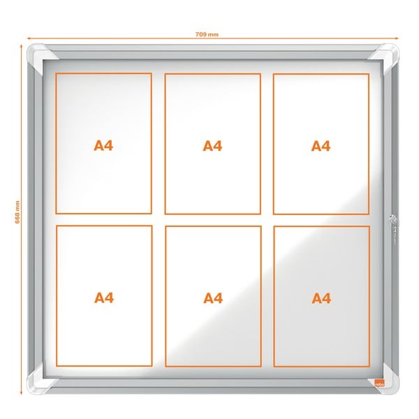 Avizier NOBO Premium Plus, interior, otel emailat, 6x A4, cu usa si cheie, magnetic [2]