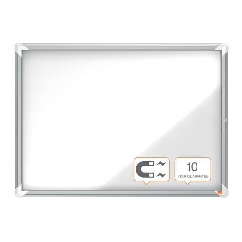 Avizier NOBO Premium Plus, interior, otel emailat, 8x A4, usa cu cheie, alb [3]