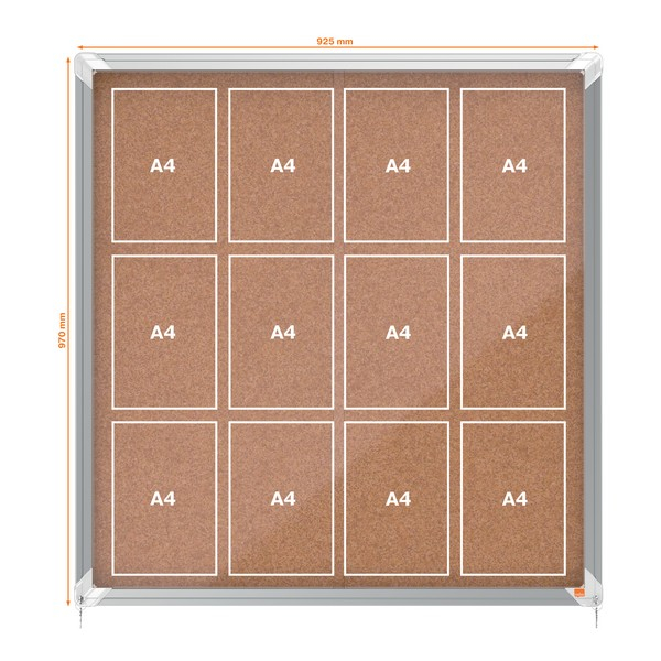 Avizier NOBO Premium Plus, interior, pluta, 12X A4, geam glisant si cheie [3]