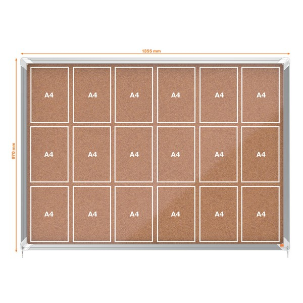 Avizier NOBO Premium Plus, interior, pluta, 18X A4, geam glisant si cheie [3]