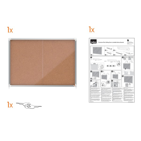 Avizier NOBO Premium Plus, interior, pluta, 18X A4, geam glisant si cheie [5]