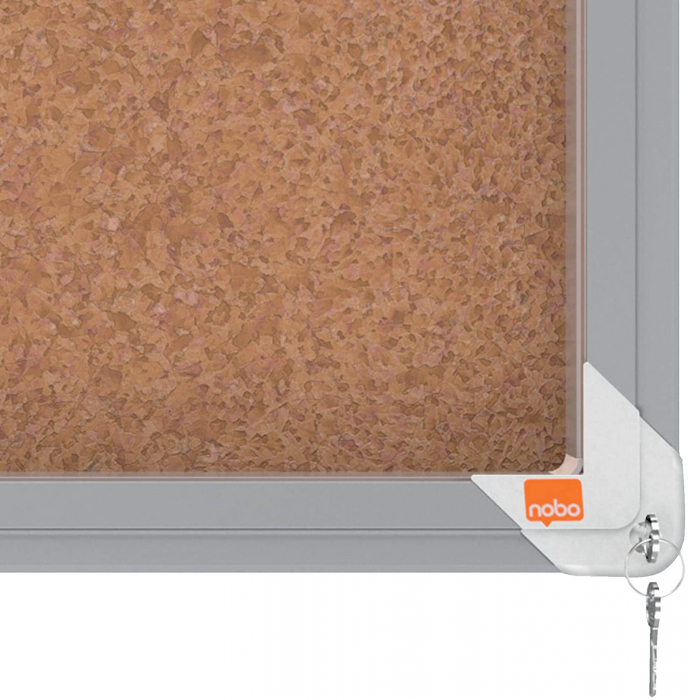 Avizier NOBO Premium Plus, interior, pluta, 27X A4, geam glisant si cheie, natur [4]
