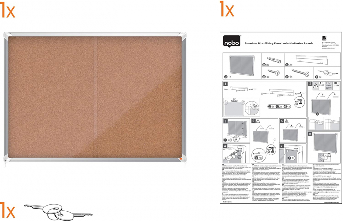 Avizier NOBO Premium Plus, interior, pluta, 27X A4, geam glisant si cheie, natur [5]