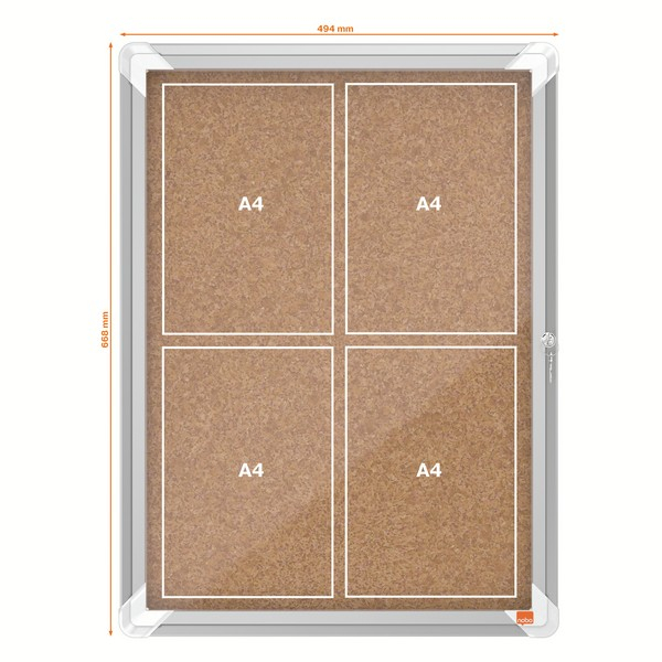 Avizier NOBO Premium Plus, interior, pluta, 4x A4, cu usa si cheie [3]