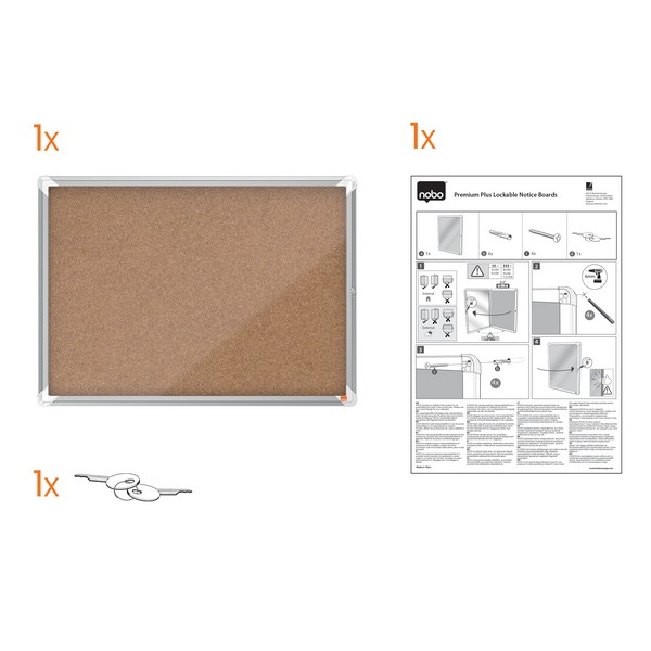 Avizier NOBO Premium Plus, interior, pluta, 4x A4, cu usa si cheie [5]