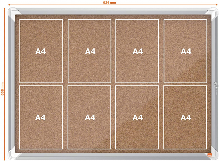 Avizier NOBO Premium Plus, interior, pluta, 8x A4, cu usa si cheie, natur [4]