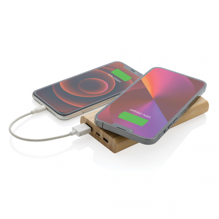Powerbank wireless 8.000 mAh bambus FSC®, incarcare 5W [4]