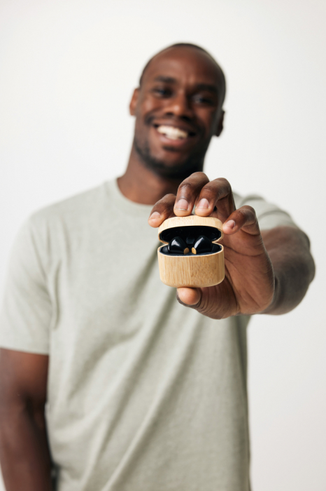 Casti wireless TWS din bambus si plastic reciclat RCS, 14 ore autonomie [6]