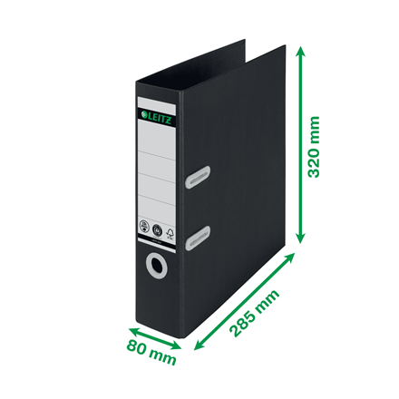 Biblioraft Leitz 180° Recycle, carton, partial reciclat, certificare FSC, reciclabil, A4, 80 mm, negru [3]