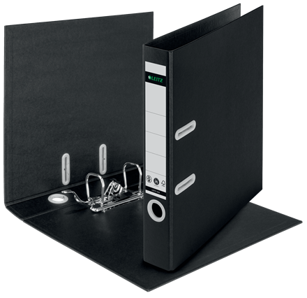 Biblioraft Leitz 180° Recycle, carton, partial reciclat, certificare FSC, reciclabil, A4, 50 mm, negru [5]