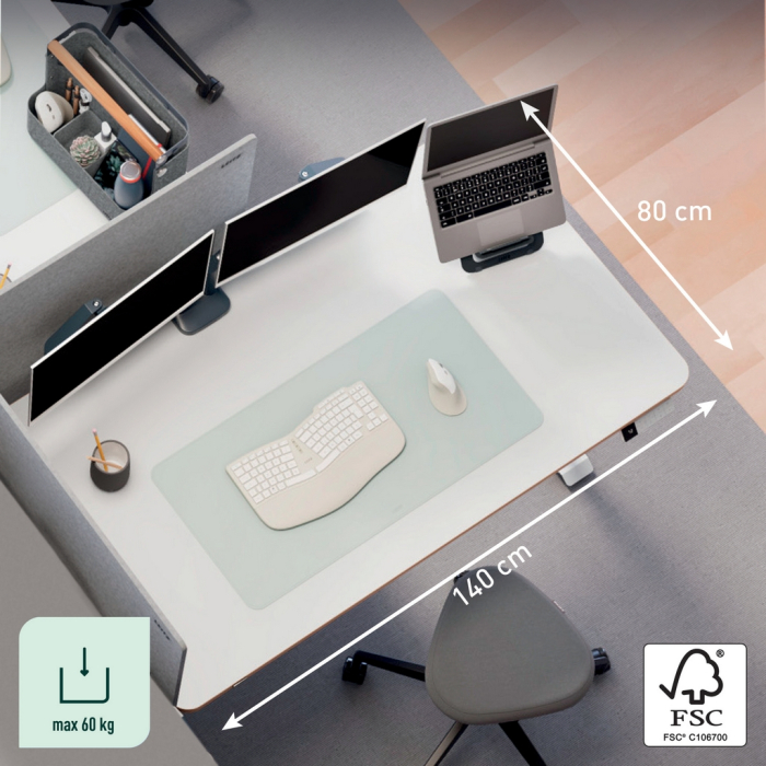 Birou ergonomic electric LEITZ Ergo 140x80 cm reglabil pe inaltime alb [7]